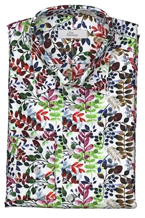 TEXTA グリーン×レッド リーフ柄プリント(Y103025)*NEW*