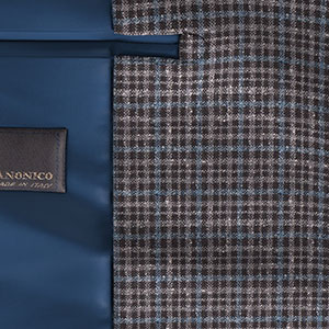 CANONICO Vintage シルク混ブラウン＆ネイビー チェック(AK100745)