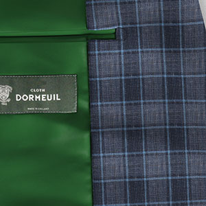 DORMEUIL リネン混 ネイビー格子柄(NB100868)