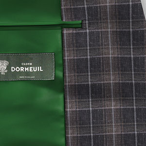 DORMEUIL リネン混 グレー&ブラウン格子柄(NB100871)